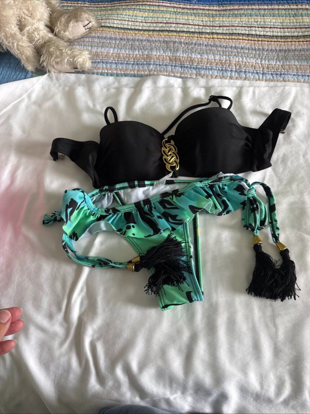 Top and bikini 2 PIECES swimsuit black&green